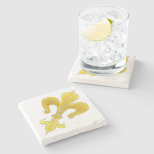 Golden Lily + jouw tekst & achtergrond Stenen Onderzetter