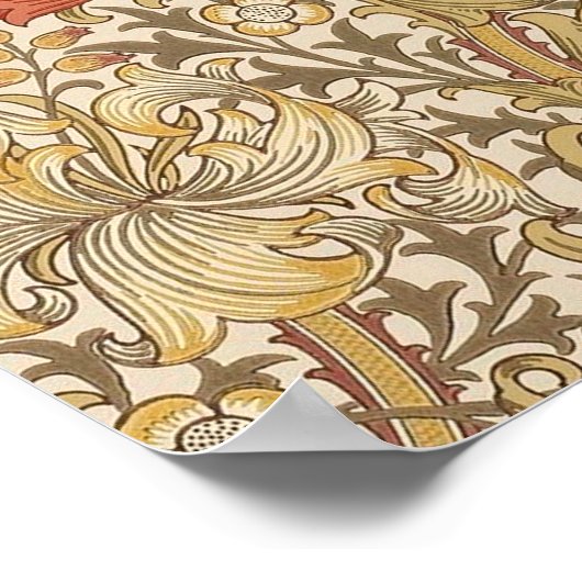 Golden Lily Pattern Versie 2 van William Morris Poster (Hoek)