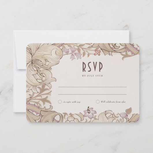 Golden Lily Sage Bruiloft RSVP Kaart Morris (Voorkant)