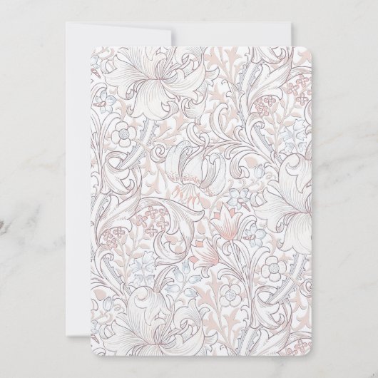 Golden Lily Wedding Suite Gedempte Roze Morris Kaart (Achterkant)