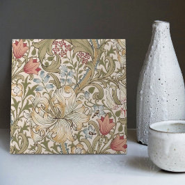 Golden Lily William Morris Arts Crafts Floral Cera Tegeltje