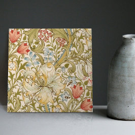 Golden Lily William Morris Arts Crafts Floral Tegeltje