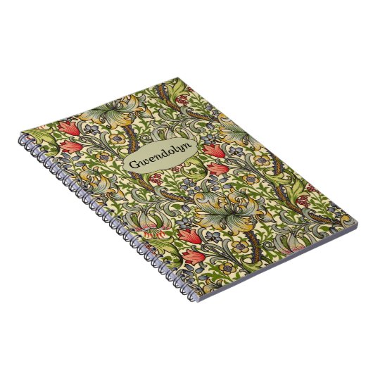 Golden Lily William Morris  Floral Monogram Notitieboek (Rechterzijde)