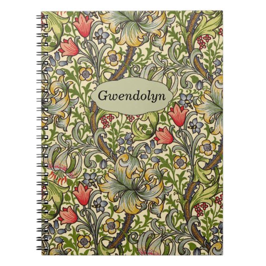 Golden Lily William Morris  Floral Monogram Notitieboek (Voorkant)