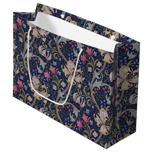 Golden Lily, William Morris Large Gift Bag Groot Cadeauzakje (Voorkant Gekanteld)