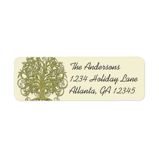 Golden Lime Green Swirl Tree Labels (Voorkant)