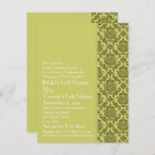 Golden Limoen Damask bruiloft uitnodiging Briefkaa (Voorkant / Achterkant)