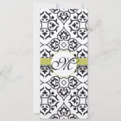 Golden Limoen Damask wervelt bruiloft uitnodiging (Achterkant)