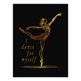 Golden Line Art Ballerina - Ik dans voor mezelf Foto Afdruk