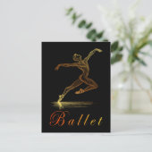 Golden Line Art Ballet Mannelijke Danser Illustrat Briefkaart (Staand voorkant)