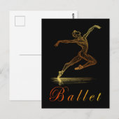 Golden Line Art Ballet Mannelijke Danser Illustrat Briefkaart (Voorkant / Achterkant)