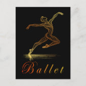 Golden Line Art Ballet Mannelijke Danser Illustrat Briefkaart (Voorkant)