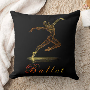 Golden Line Art Ballet Mannelijke Danser Illustrat Kussen