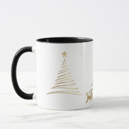 Golden Line Art Christmas Tree Mok