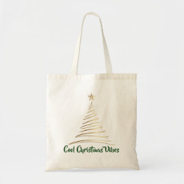 Golden Line Art Christmas Tree Tote Bag