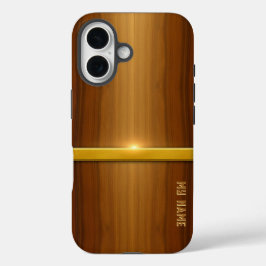 Golden Line luxe hout iPhone 16 Hoesje