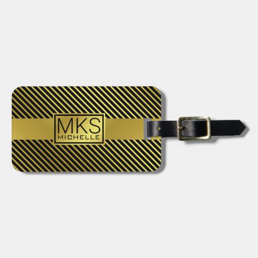 Golden Lines Monogrammed Bagagelabel (Voorkant horizontaal)