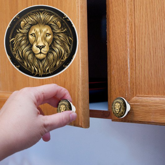 Golden Lion Black Keramische Knop