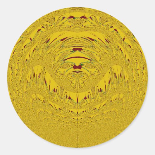 Golden Lion Head Art Print Ronde Sticker (Voorkant)