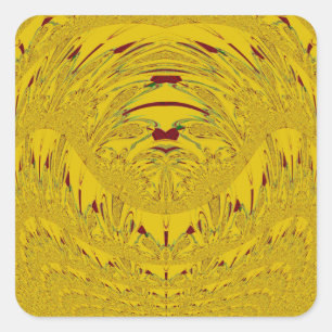 Golden Lion Head Art Print Vierkante Sticker