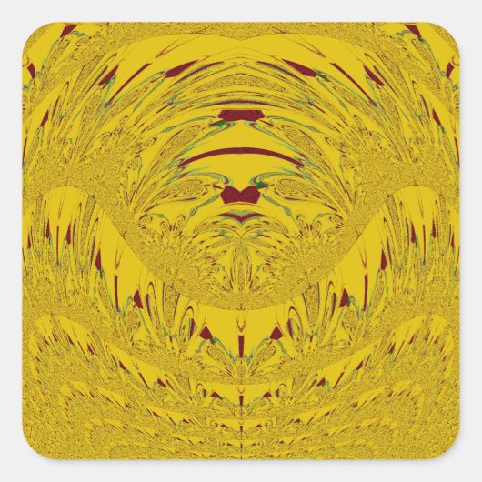 Golden Lion Head Art Print Vierkante Sticker (Voorkant)