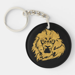 Golden Lion Head Sleutelhanger
