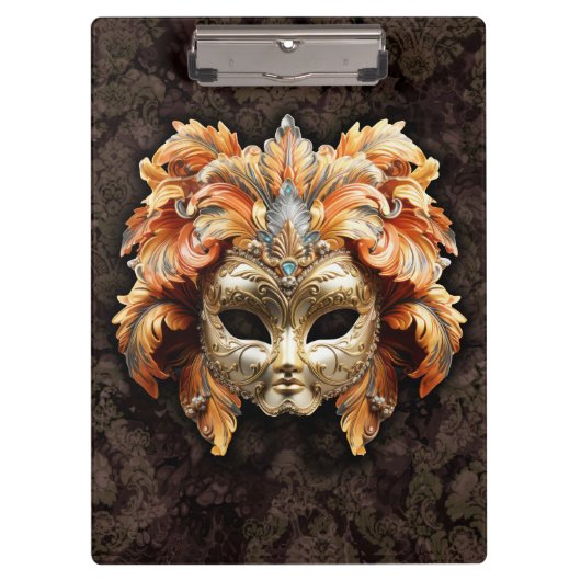 Golden Lion Mask with a Orange Feathers  Klembord (Voorkant)