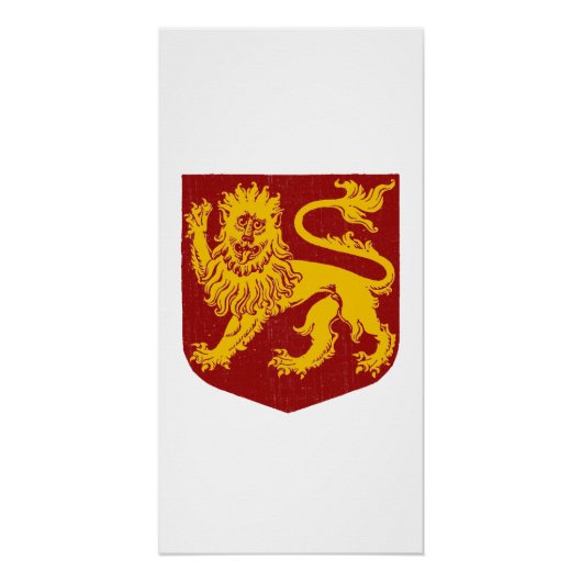 Golden Lion Red Shield Heraldry Perfect Poster (Voorkant)