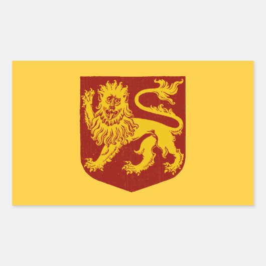 Golden Lion Red Shield Heraldry Rechthoekige Sticker (Voorkant)
