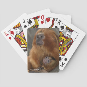 Golden Lion Tamarin met Baby 2 Pokerkaarten