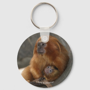 Golden Lion Tamarin met Baby 2 Sleutelhanger