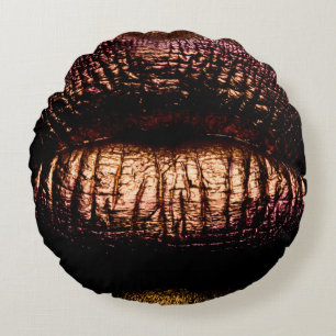 Golden lippen dicht. Goudmetalen lip. Mooie mak Rond Kussen