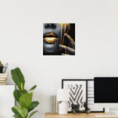 Golden Lips Black Woman Home Decor Muurkunst Poster (Thuiskantoor)