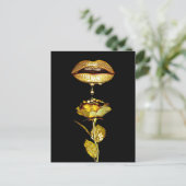 Golden Lips Drift Liquid Gold Art Briefkaart (Staand voorkant)