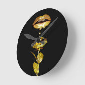 Golden Lips Drift Liquid Gold Art Ronde Klok (Hoek)