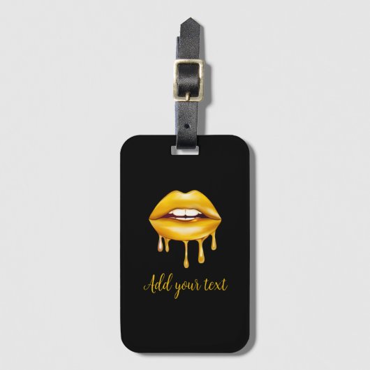 Golden Lips Girly Stijlvol patroon Bagagelabel (Voorkant (verticaal))