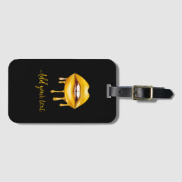 Golden Lips Girly Stijlvol patroon Bagagelabel