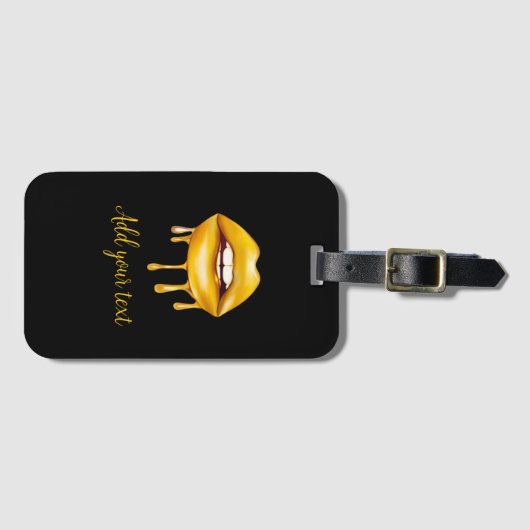 Golden Lips Girly Stijlvol patroon Bagagelabel (Voorkant (horizontaal))