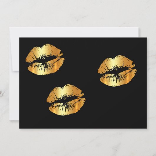 Golden lips Happy New Year-uitnodigingskaart Kaart (Achterkant)