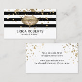 Golden Lips Modern Gold Spletters Makeup Artist Visitekaartje (Voorkant / Achterkant)