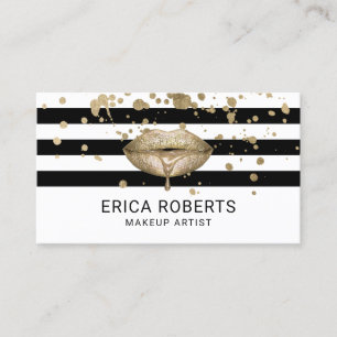 Golden Lips Modern Gold Spletters Makeup Artist Visitekaartje