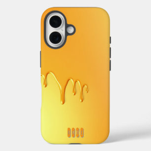 Golden Liquid Dripping Abstract iPhone 16 Hoesje