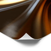 Golden Liquid Metal Waves – Moderne Glossy Art Perfect Poster (Hoek)