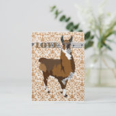 Golden Llama Love Damask Briefkaart (Staand voorkant)