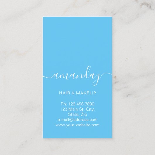 Golden Logo Hairdresser Makeup Artist Blue Visitekaartje (Achterkant)