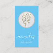 Golden Logo Hairdresser Makeup Artist Blue Visitekaartje (Voorkant)