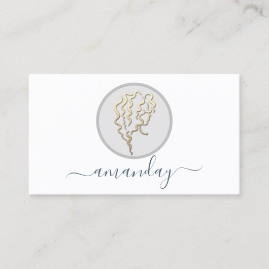 Golden Logo Hairdresser Makeup Artist Lash White Visitekaartje (Voorkant)