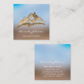 Golden Logo House Real Estate Agent Professional Vierkante Visitekaartje (Voorkant / Achterkant)