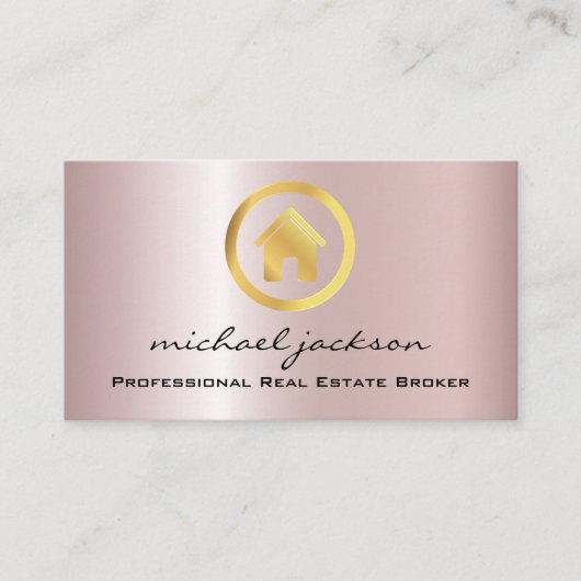 Golden Logo House Real Estate Agent Professional Visitekaartje (Voorkant)