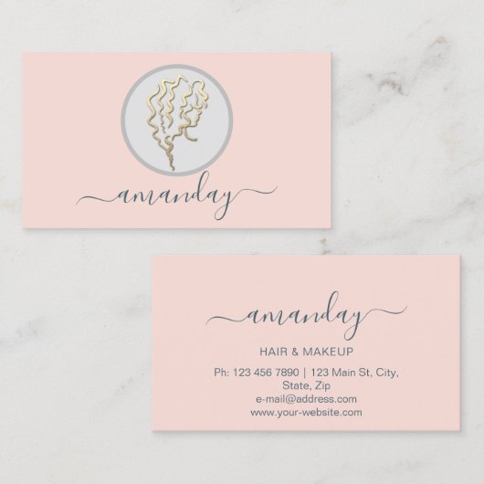Golden Logo Kapper Make-up Artiest Lash Roos Visitekaartje (Voorkant / Achterkant)